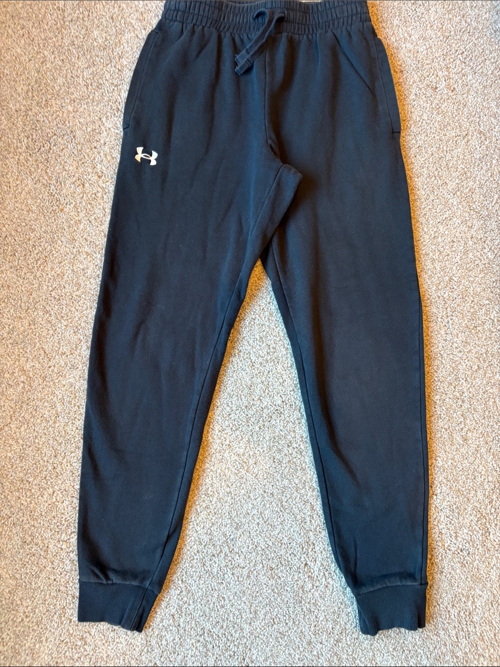 Under Armour Black Fleece Joggers Drawstring Ribbed Cuffs Small